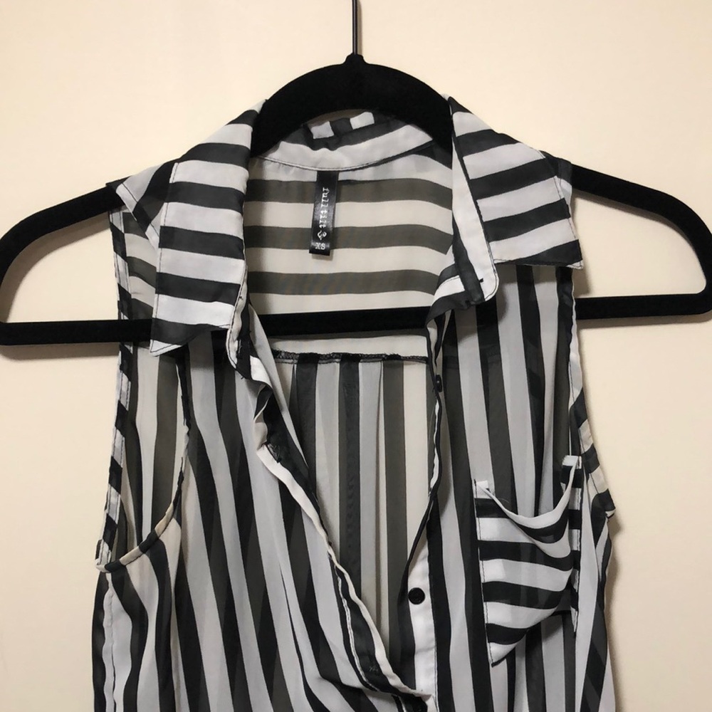 Black Stripe Women’s Button Blouse Tank